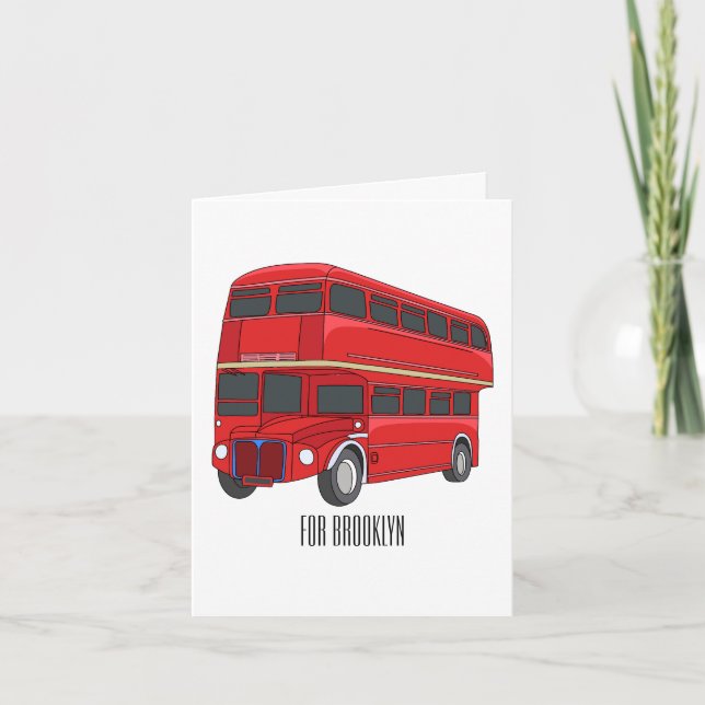Double-decker bus cartoon illustration  card (Front)