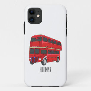 Double-decker bus cartoon illustration iPhone 11 case