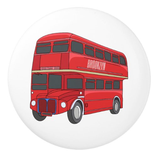 Double_decker bus cartoon illustration ceramic knob