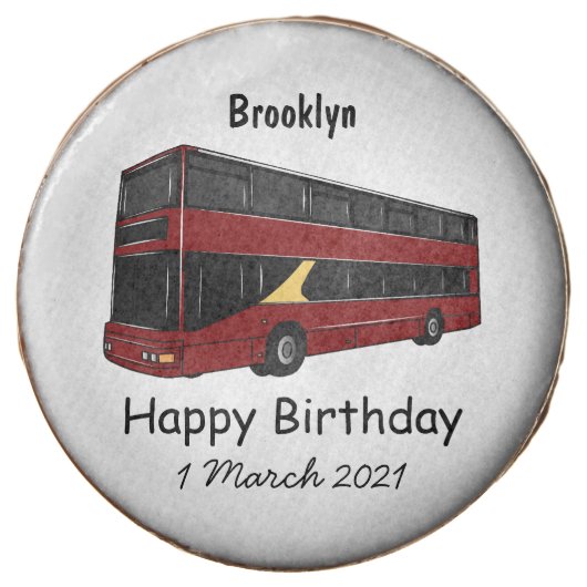 Double-decker bus cartoon illustration chocolate covered oreo (Front)