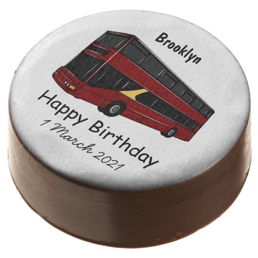 Double-decker bus cartoon illustration chocolate covered oreo (Angled)