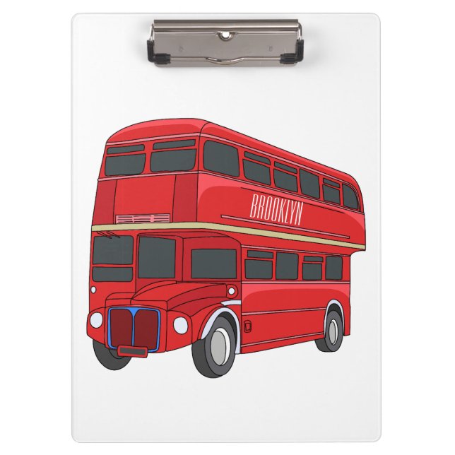 Double-decker bus cartoon illustration  clipboard (Front)