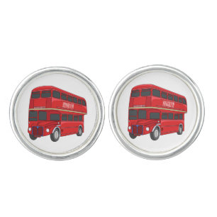 Double-decker bus cartoon illustration cufflinks