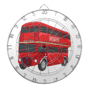 Double-decker bus cartoon illustration dart board