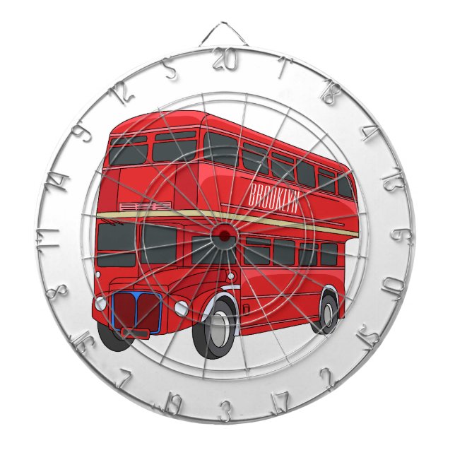 Double-decker bus cartoon illustration dart board (Front)