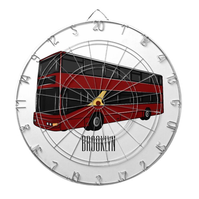 Double-decker bus cartoon illustration dart board (Front)
