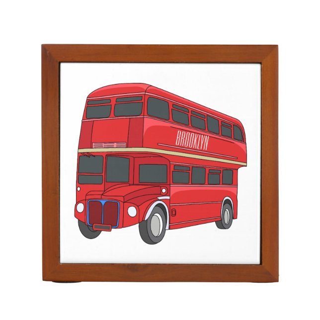 Double-decker bus cartoon illustration desk organizer (Front)
