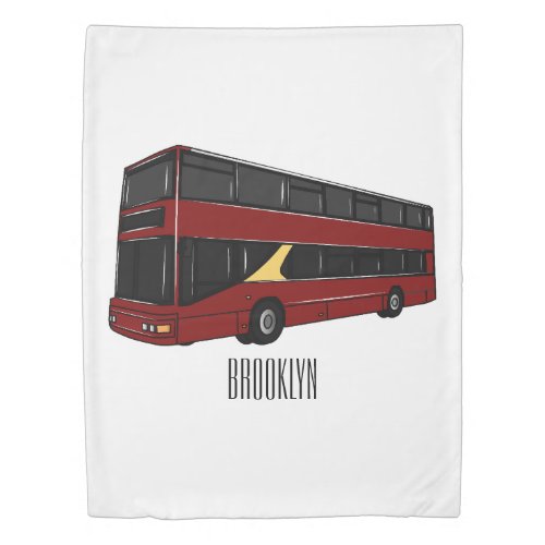 Double_decker bus cartoon illustration duvet cover