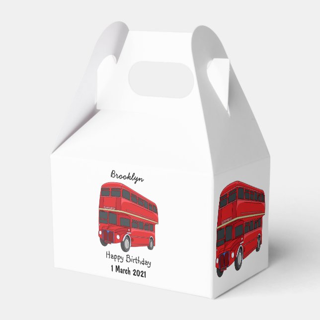 Double-decker bus cartoon illustration favor boxes (Front Side)
