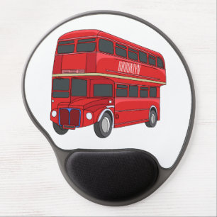 Double-decker bus cartoon illustration gel mouse pad