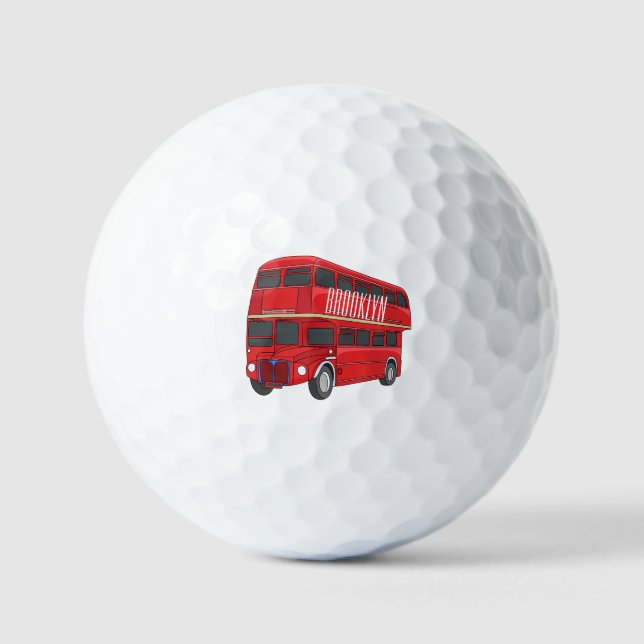 Double-decker bus cartoon illustration golf balls (Front)