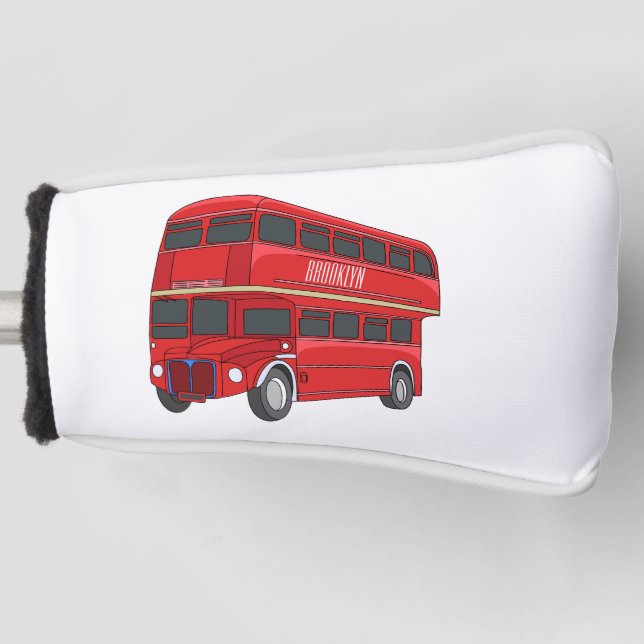 Double-decker bus cartoon illustration  golf head cover (Front)