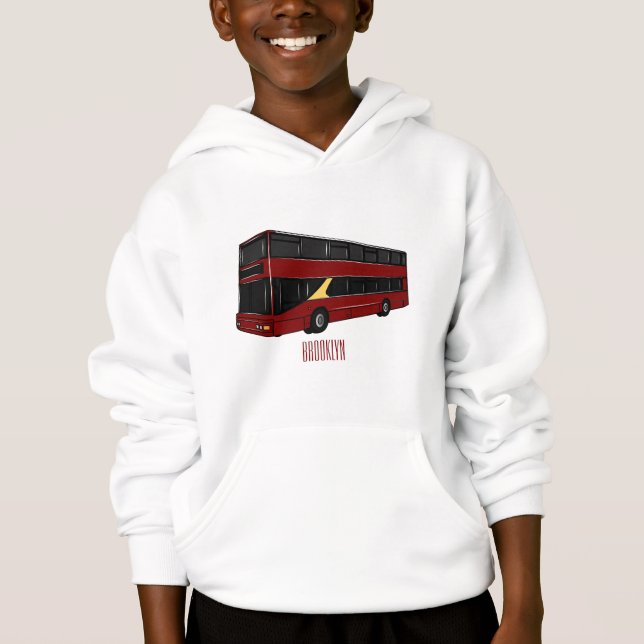 Double-decker bus cartoon illustration hoodie (Front)