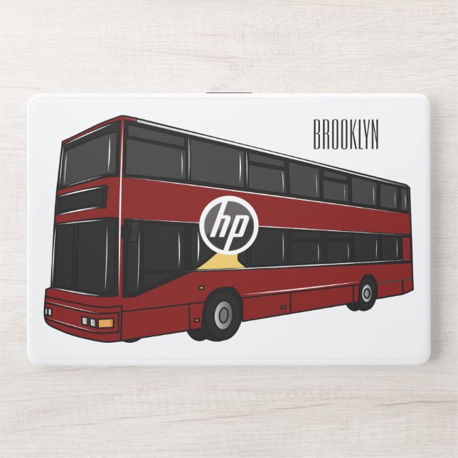 Double-decker bus cartoon illustration HP laptop skin (Front)