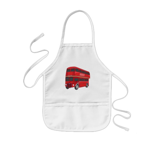 Double-decker bus cartoon illustration kids' apron (Front)