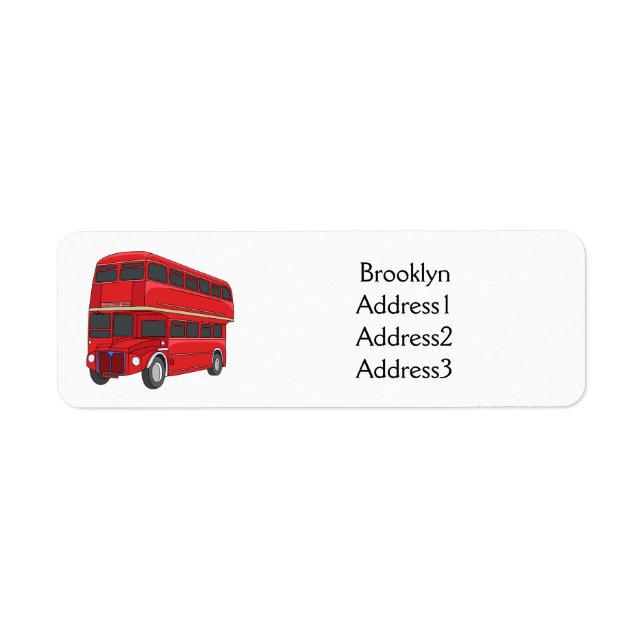 Double-decker bus cartoon illustration label (Front)