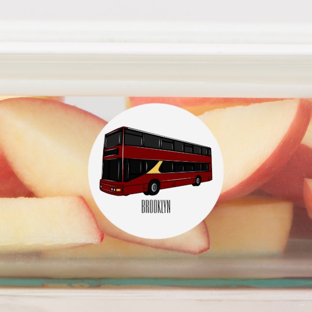 Double-decker bus cartoon illustration labels (Affixed)