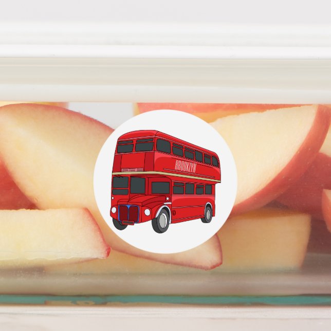 Double-decker bus cartoon illustration  labels (Affixed)