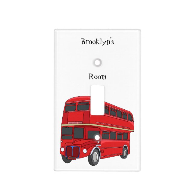 Double-decker bus cartoon illustration light switch cover (Front)