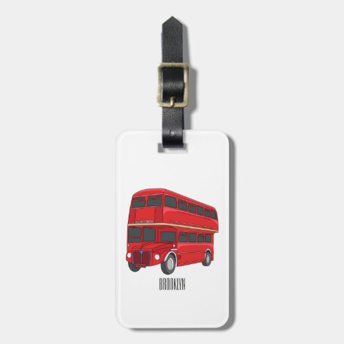 Double_decker bus cartoon illustration luggage tag