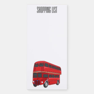 Double-decker bus cartoon illustration magnetic notepad