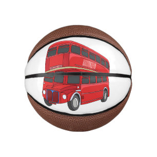 Double-decker bus cartoon illustration mini basketball