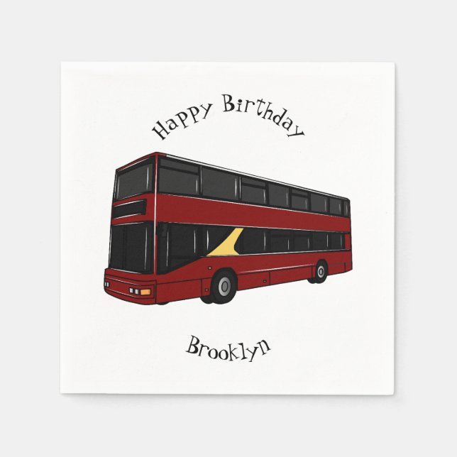 Double-decker bus cartoon illustration napkins (Front)