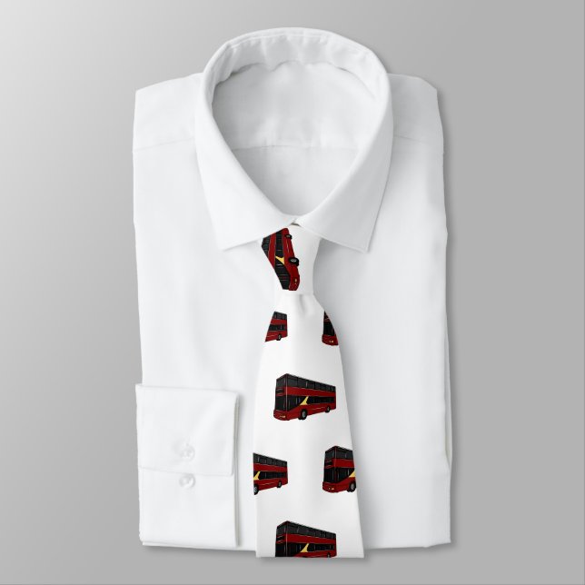 Double-decker bus cartoon illustration neck tie (Tied)