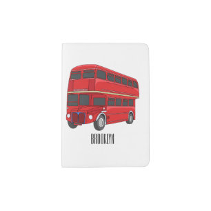 Double-decker bus cartoon illustration passport holder