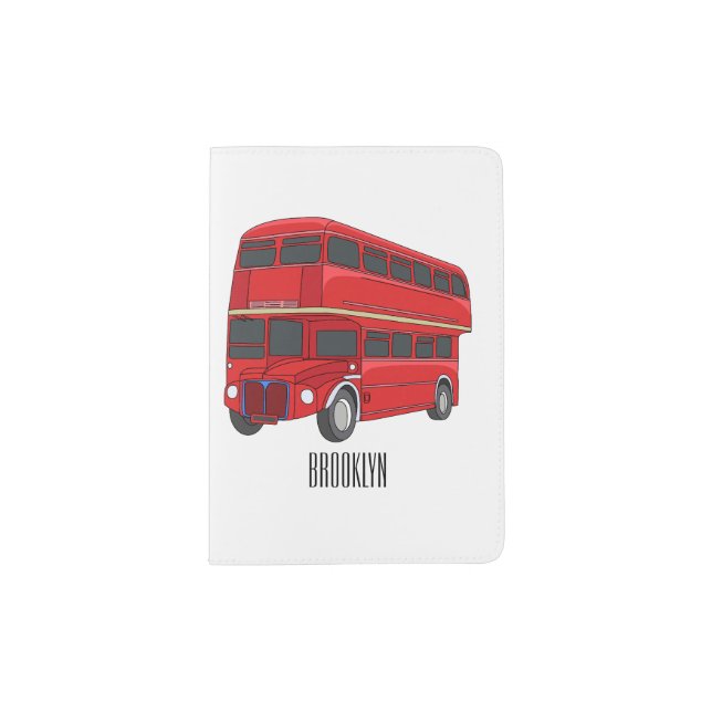 Double-decker bus cartoon illustration  passport holder (Front)