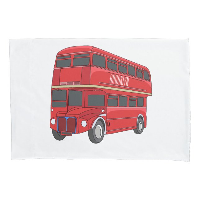 Double-decker bus cartoon illustration  pillow case (Front)