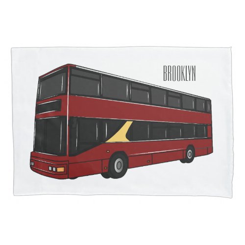 Double_decker bus cartoon illustration pillow case