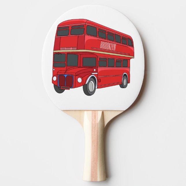 Double-decker bus cartoon illustration ping pong paddle (Front)