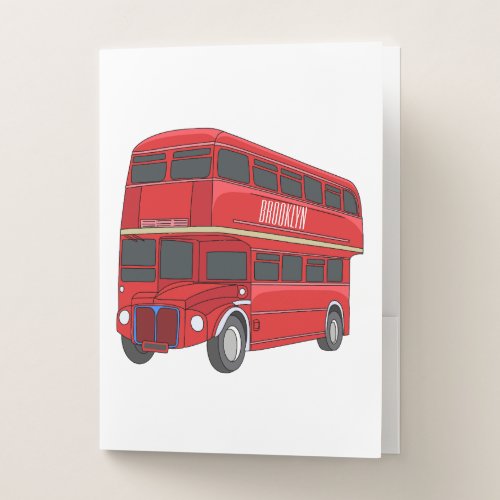 Double_decker bus cartoon illustration  pocket folder