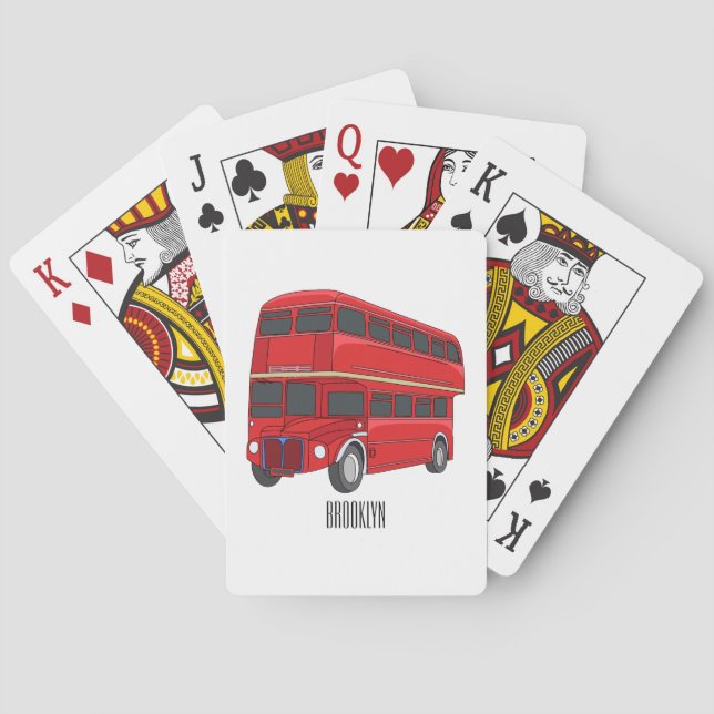 Double-decker bus cartoon illustration poker cards (Back)