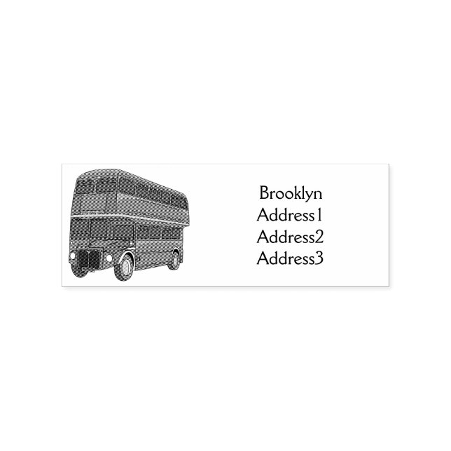 Double-decker bus cartoon illustration rubber stamp (Imprint)
