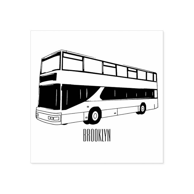 Double-decker bus cartoon illustration rubber stamp (Imprint)