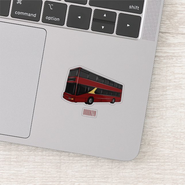 Double-decker bus cartoon illustration sticker (Detail)
