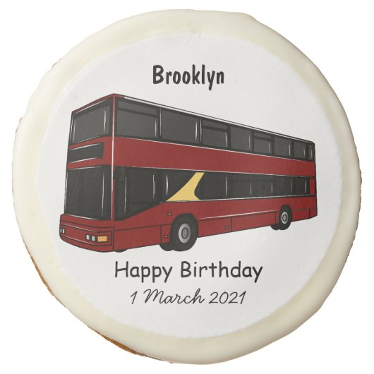 Double-decker bus cartoon illustration sugar cookie (Front)
