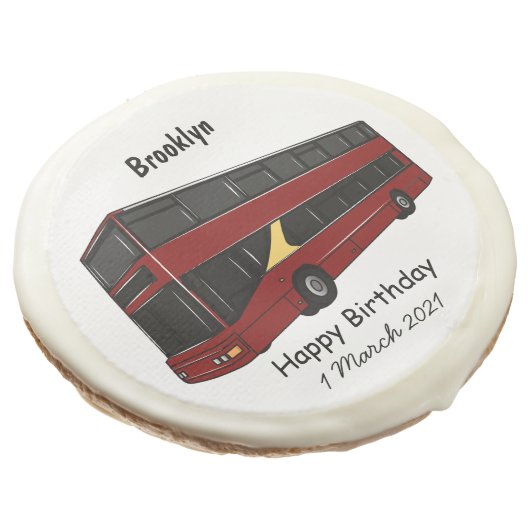 Double-decker bus cartoon illustration sugar cookie (Angled)
