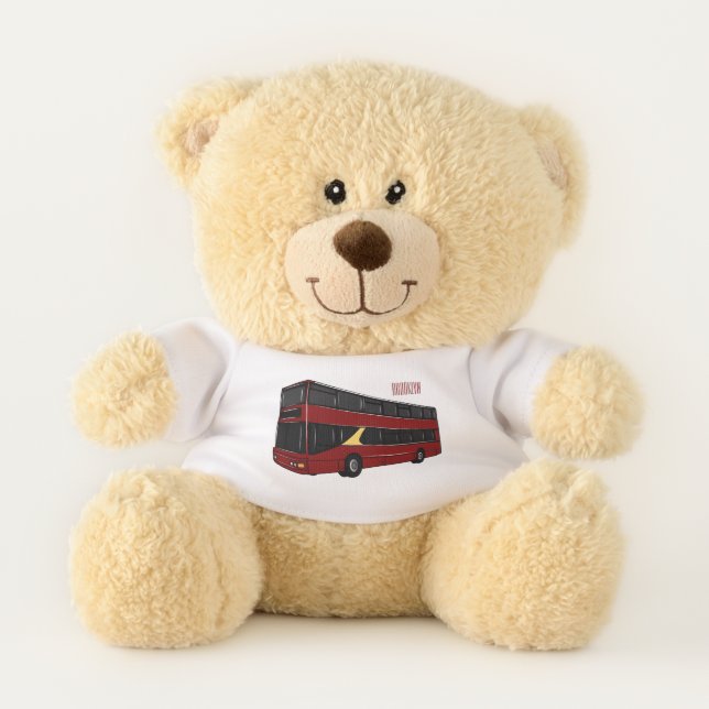 Double-decker bus cartoon illustration teddy bear (Front)
