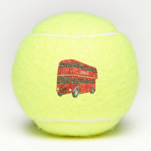 Double-decker bus cartoon illustration  tennis balls