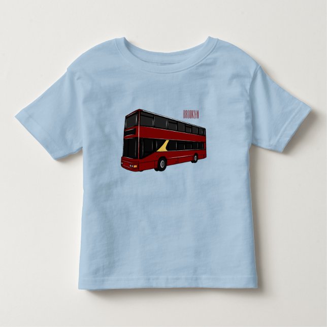 Double-decker bus cartoon illustration toddler t-shirt (Front)