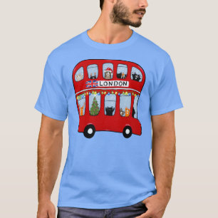 Double Decker Bus Christmas Cats T-Shirt