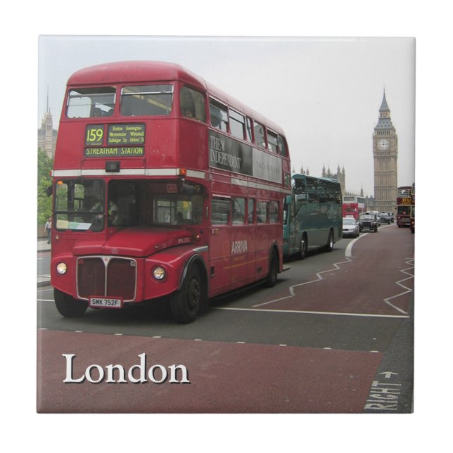 Double-decker Bus in London Tile (Front)