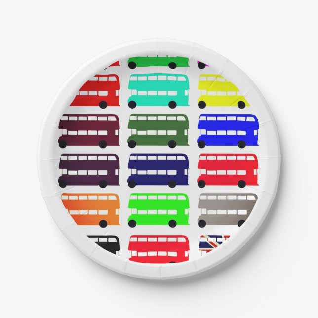 Double Decker Bus - London, England (Party) Paper Plates (Front)