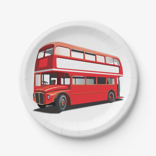 Double Decker Bus Paper Plates (Front)
