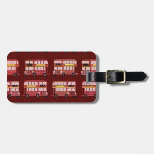 Double Decker Bus Pattern Cute Art Style Luggage Tag