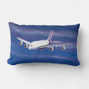 Double Decker Commercial Airplane Lumbar Pillow