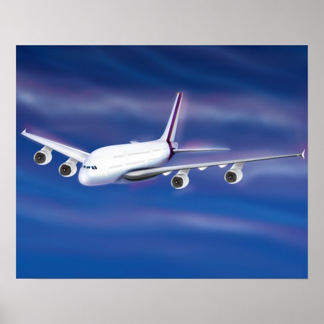 Double Decker Commercial Airplane Poster (Front)